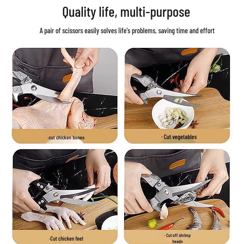 Stainless Steel Multi-functional Kitchen Shears for Meat and Bone Cutting