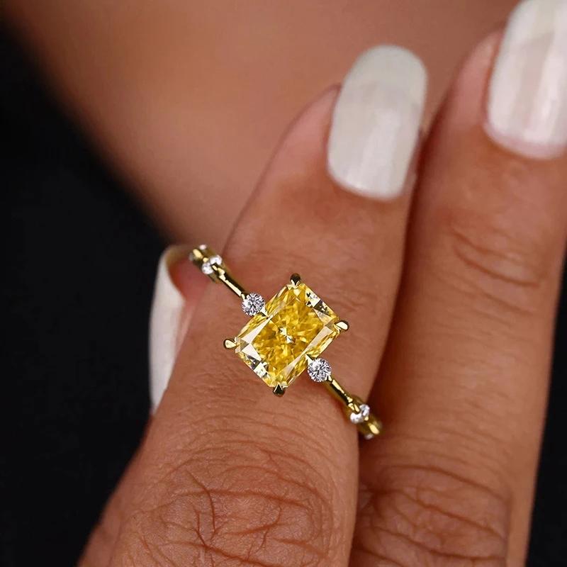

CAOSHI Fashion Lady Yellow Zirconia Ring Trendy Female Engagement Ceremony Jewelry Stylish Bridal Wedding Band Accessories Gift 5