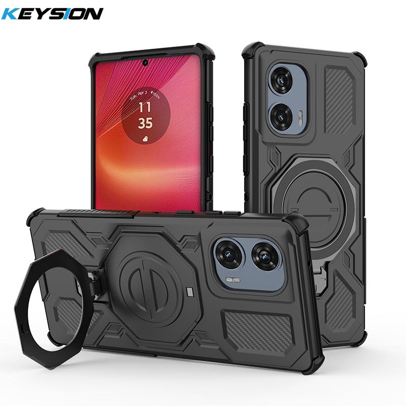 

KEYSION Противоударный магнитный чехол для Motorola Edge 50 Fusion 5G с подставкой-кольцом для живого просмотра в вертикальном положении, чехол для телефона для MOTO Edge 50 Fusion 5G for Edge 50 Fusion чёрный