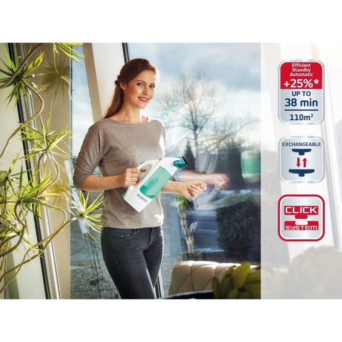 Nettoyeur pour vitre avec manche et mouilleur Leifheit Dry &amp; Clean 51003, set pour un nettoyage sans traces, autonomie 38min