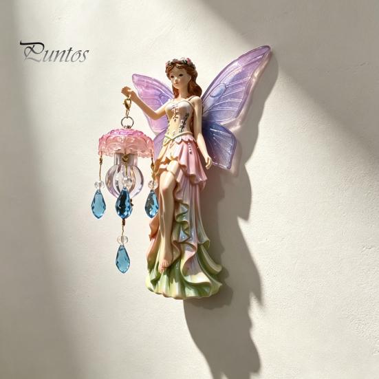 Boho Country Style Home Decorations Fairy Wall Lamp, Resin Sconce with Warm LED Glow for Bedroom Unique Crafts Living Room Room, Vintage Rustic