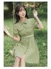 Fresh Short-Sleeved Women's Summer Shirt Dress, Japanese-Inspired Gentle Style with Waist-Cinched Skirt.