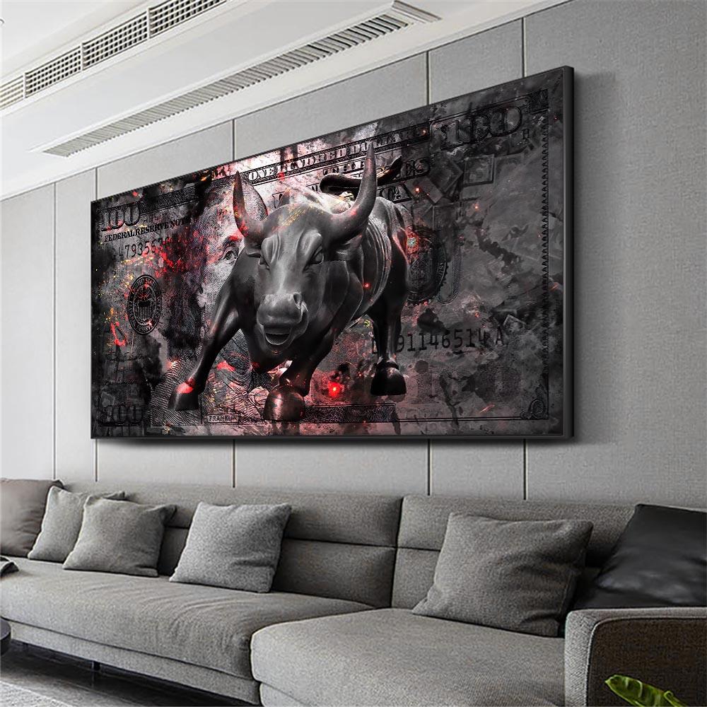 100 Yuan Oil Painting, Cow Money, Inspirational Poster, Street Wall, Modern Home, Living Room Decoration Art Picture