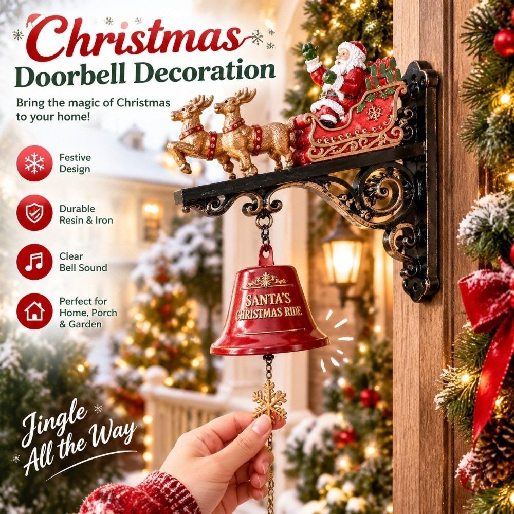 Power-Free Santa Claus Wall Bell Reindeer 3D Wall-mounted Bell Christmas Door Bell Entryway Decor