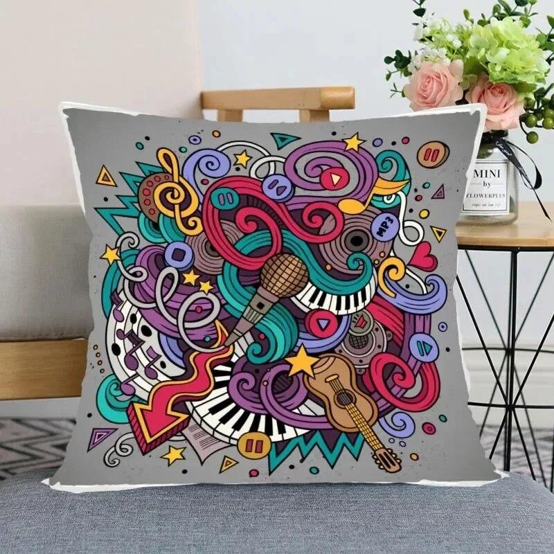Music Theme Series Pillowcases, Living Room Sofa Chair Cushion Covers, Bedroom Home Decoration Gifts