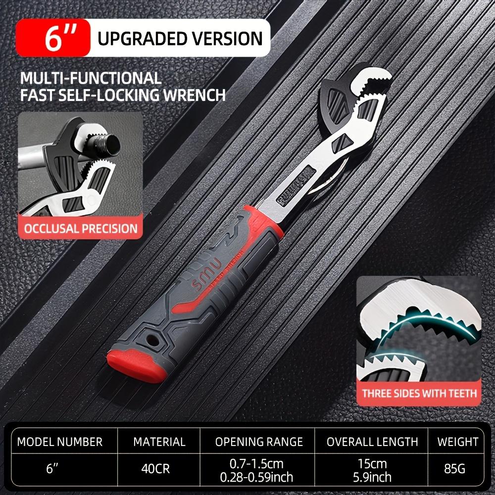 

Multi-Purpose Self-Locking Wrench, Adjustable Pipe Wrench, 6 8 10 12 Inch Self-Locking Adjustable Wrench, Non-Slip Grip, Made of Chrome Vanadium Steel 6-Inch