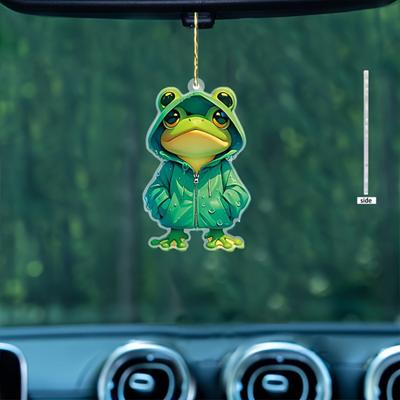 Yousheng 2D Flat Frog Decoration Acrylic Cartoon Frog Pendant Car Interior Hanging Ornament Frog Charm for Backpack Keychain