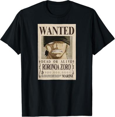 Anime Roronoa Zoro Wanted Poster T-Shirt Mens Womens Tees Top