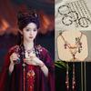 Midnight Return Cat Demon Headdress & Pearl Stick Earring Set: Black & Red Accessories
