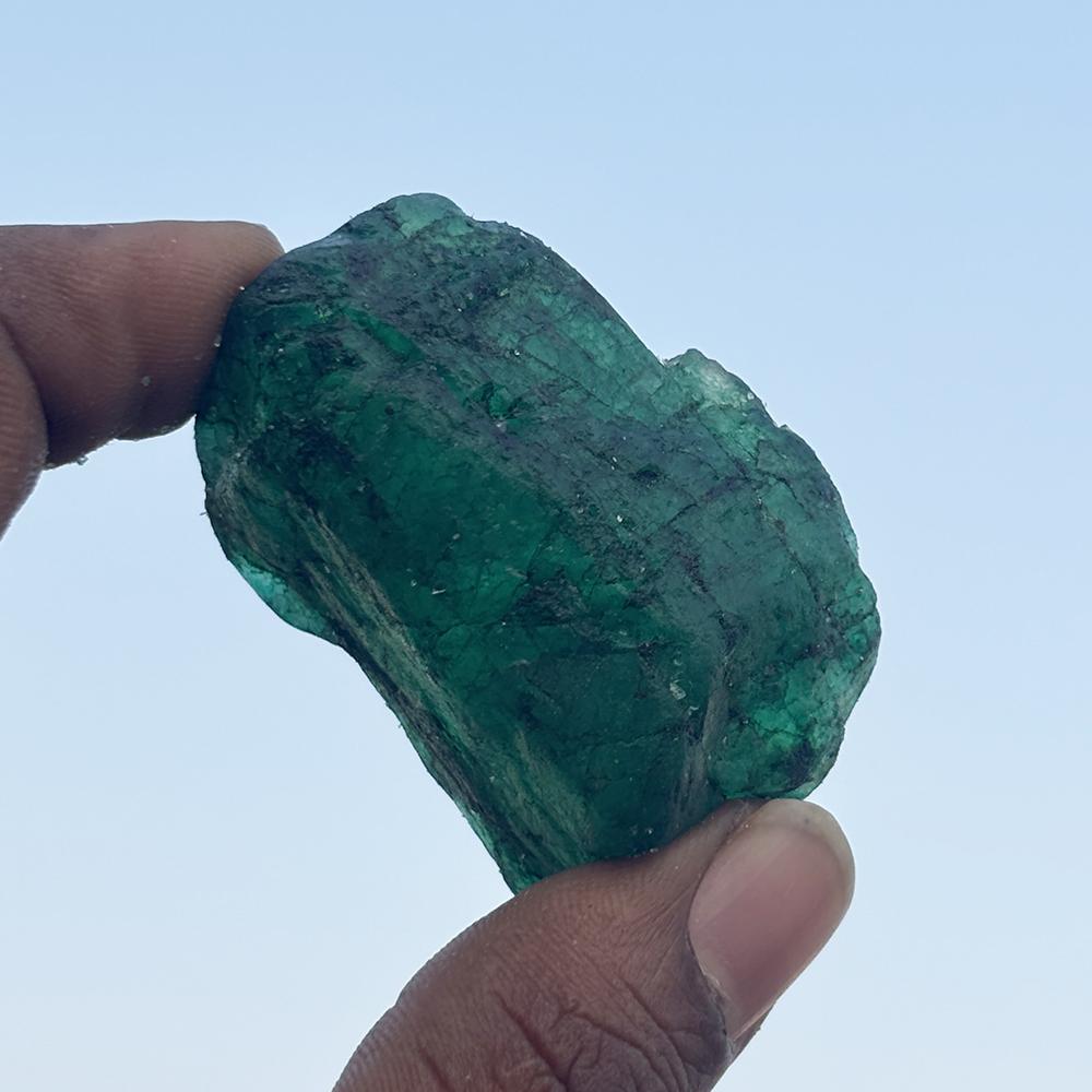 303.10 Ct Natural Green Rough Emerald Certified Uncut Earth Minded Gemstone