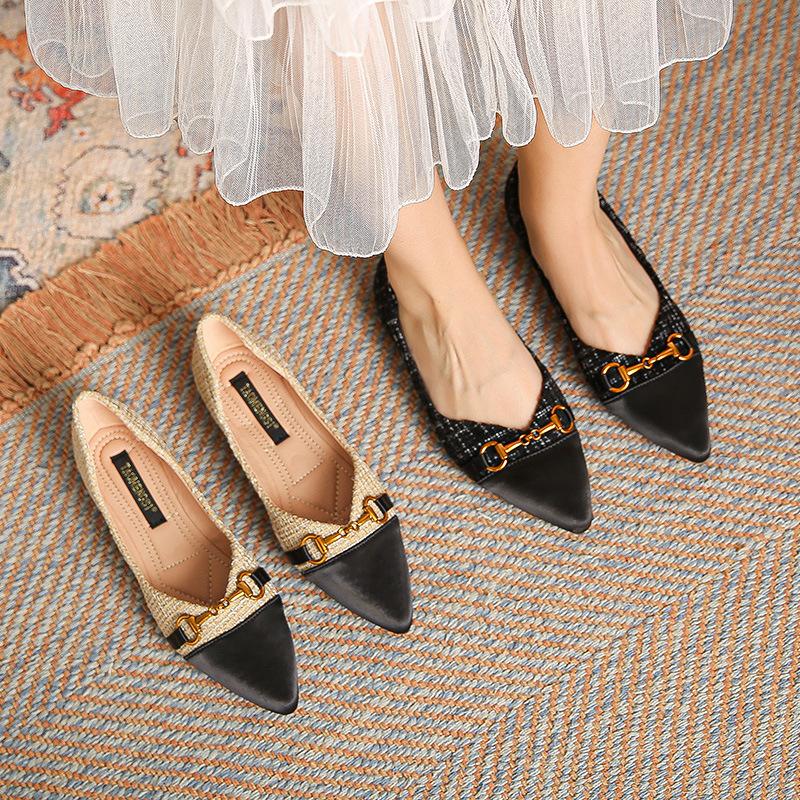 Xiaoxiangfeng Women's Shoes  Spring New Shoes Women's Flat Pointed Toe Shoes