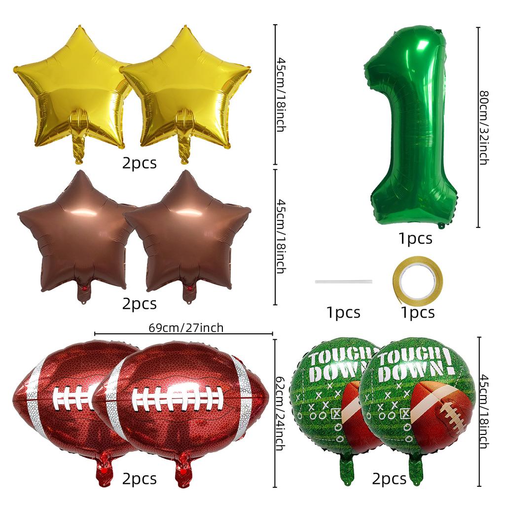 Rugby-Spieler-Thema, amerikanische Fußball-Luftballons, Sport-Thema, Party-Dekor-Set, Teenager im Alter von 1–9 Jahren, Teenager-Geburtstagsballons, Globos