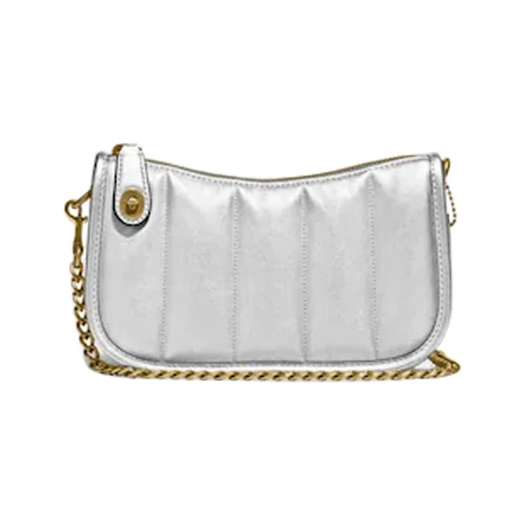 

New COACH Swinger Shiny Leather Cloud Bag Pillow Bag Mahjong Bag Shoulder Bag Crossbody Bag Shoulder Bag Women s Silver C6746-B4TFT 20.1*6.1*11.9CM