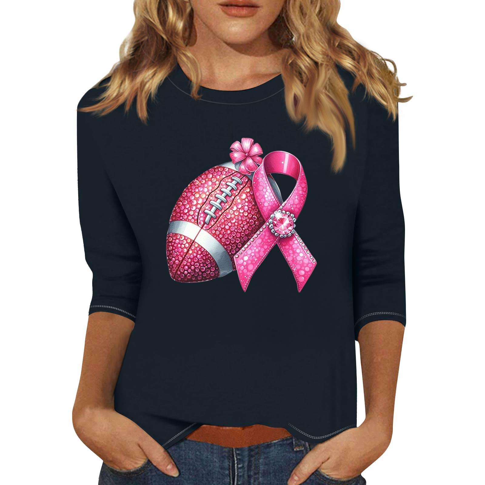 

Женская модная и повседневная футболка с круглым вырезом и рукавом семь четвертей L тёмно-синий