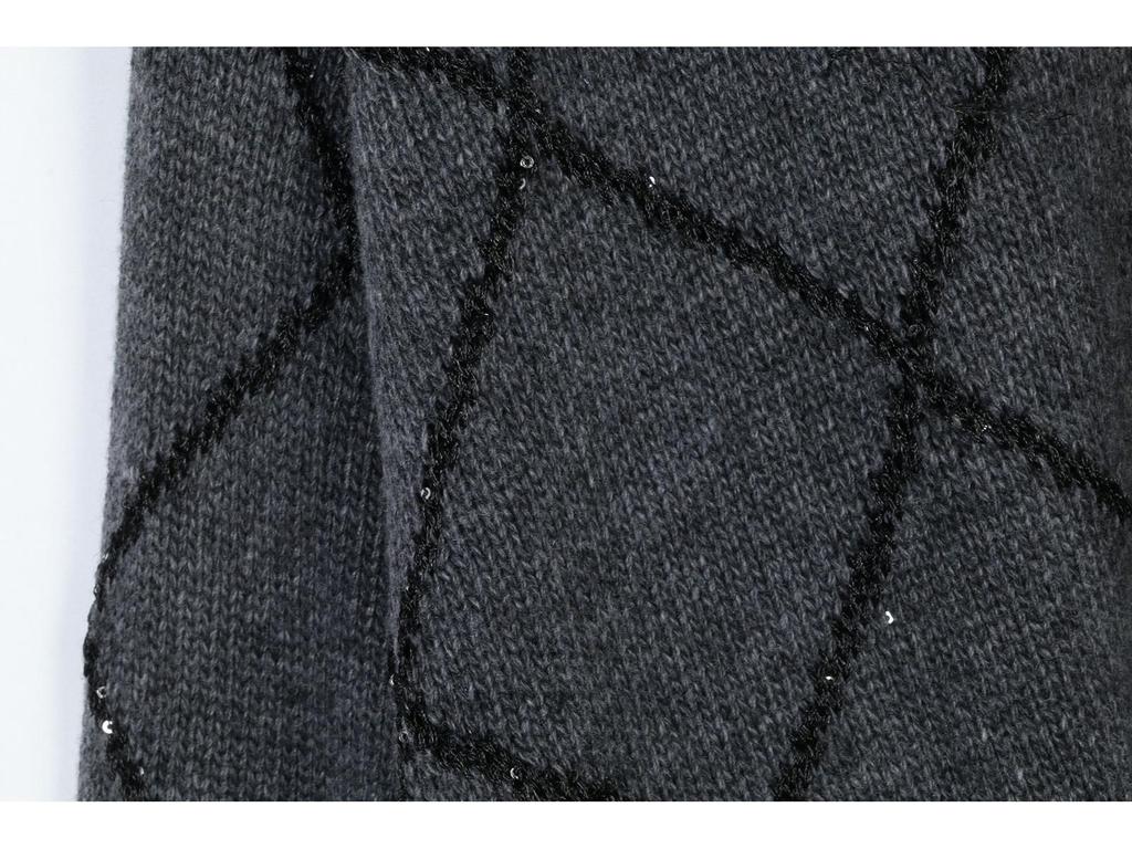 French Spring Diamond Sequin V-Neck Cardigan: Versatile, Loose-Fit, Fashionable Knit Jacket