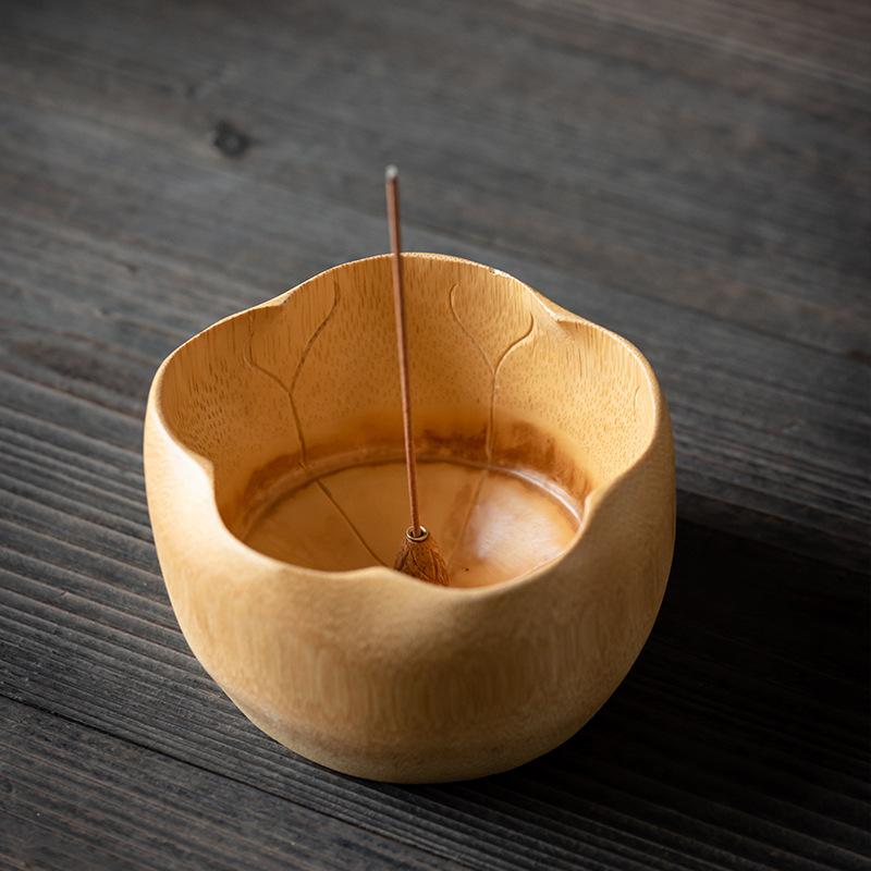 Japanese Style Bamboo Lotus Incense Holder Home Zen Aroma Stick Burner