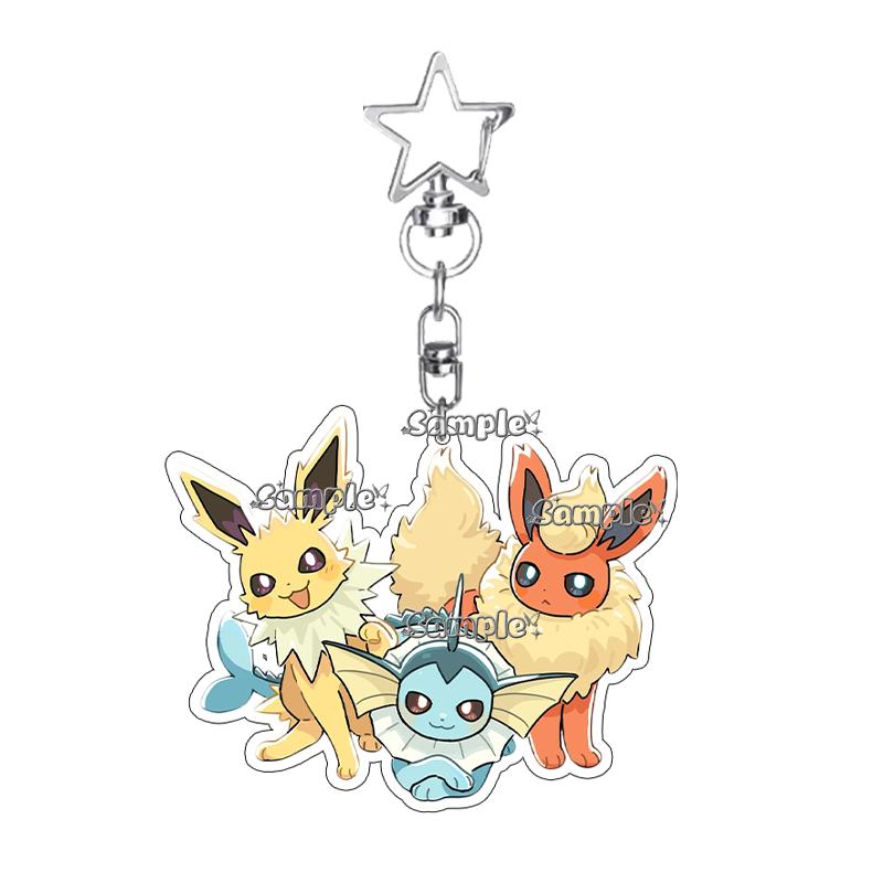 Kawaii Couple Eevee Umbreon Jolteon Anime Acrylic Keychain Accessories Cartoon Backpack Charm Keyring Acrylic Ornaments Toy Gift