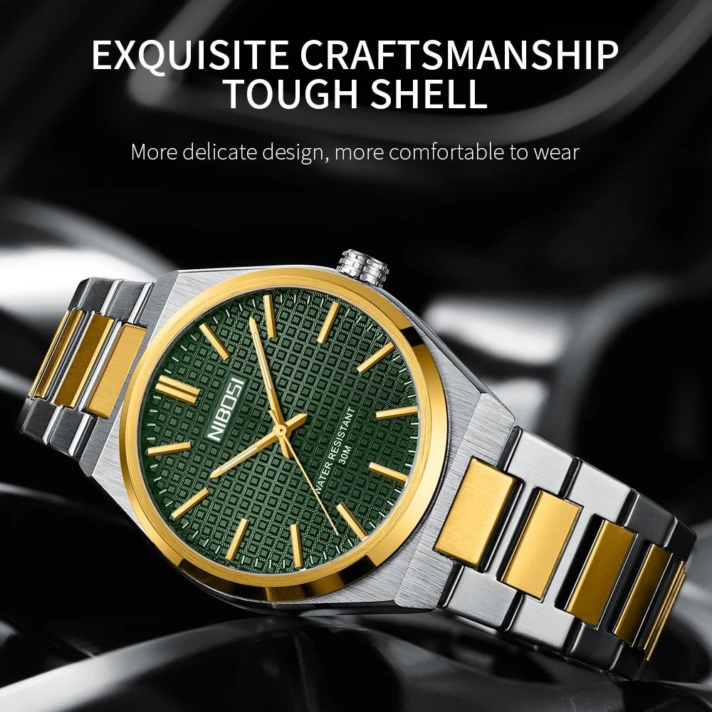 NIBOSI Men Watch Stainless Steel Luminous Luxury Watches For Men Waterproof Casual Sports Quartz Watch