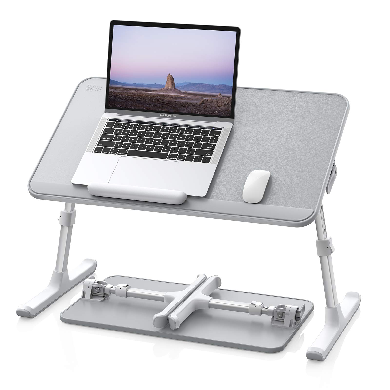 

SAIJI Складная кровать Подставка для ноутбука Мини-низкий столик для ноутбука Чабудай Поверхность Повышенная устойчивость ПК Регулируемая высота и Для Одинарной грузоподъемности 40 кг Стол, серый