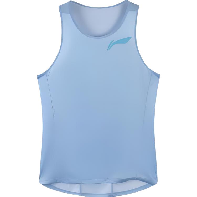 Li Ning Tank Tops Men s Light Blue Crew Neck Moderate Straight Fit YVSV025-4 L