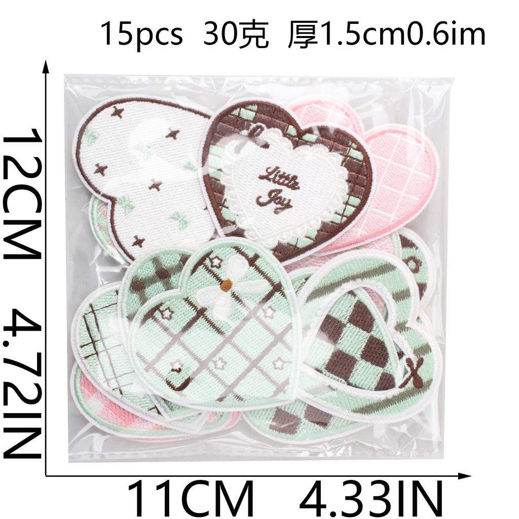 Grid Love Shape Embroidery Cloth Sticker Repair Subsidy Ironing Clothes Hole Patch Bag Shoes And Hats Cute Decorative Sticker