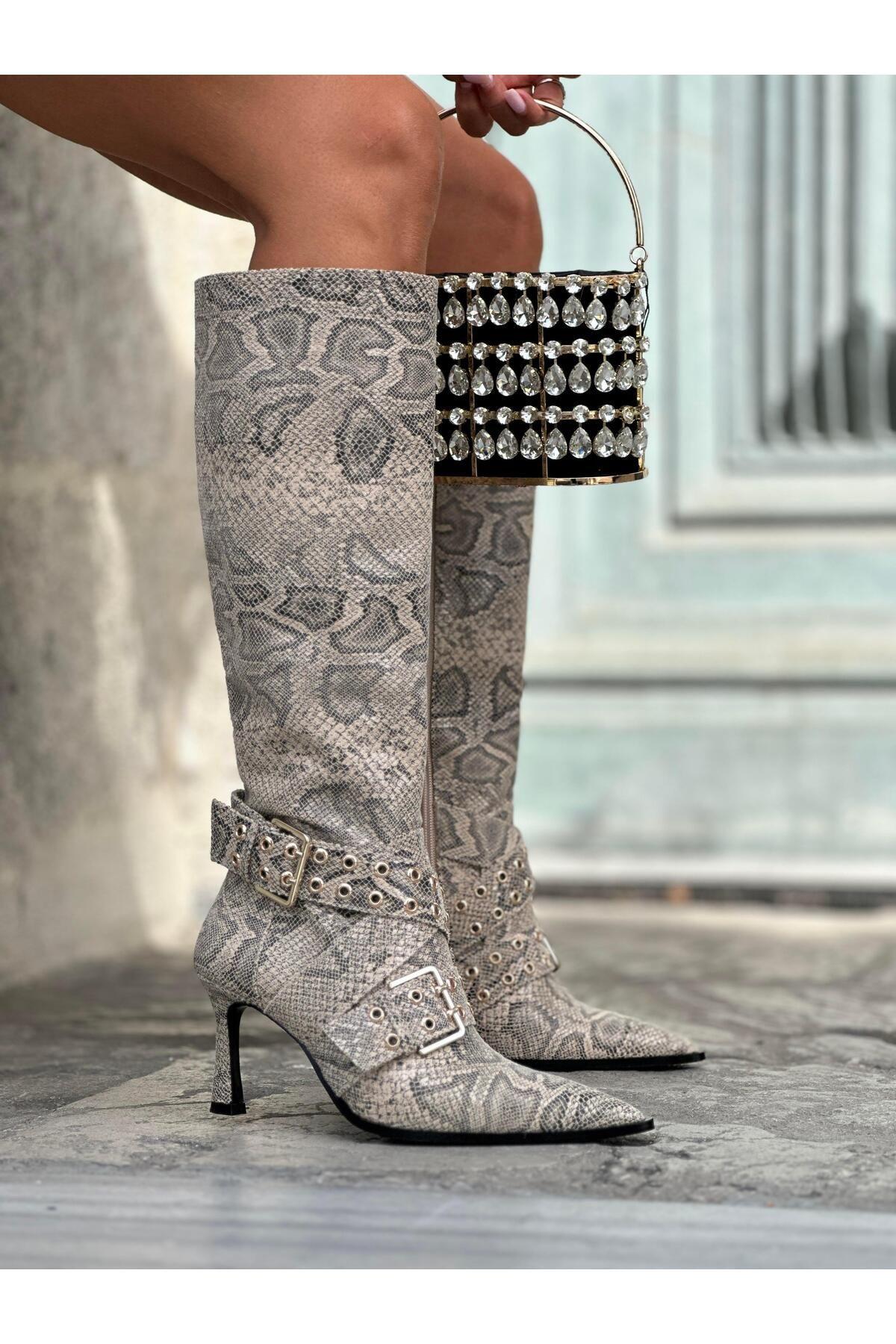 

Женские современные стильные модные ботинки Boot Yolle Сапоги со змеиным узором 36