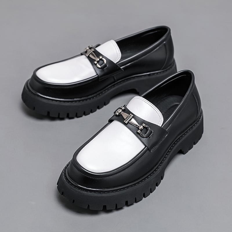 Men's Height-Increasing Leather Platform Loafers with Thick Sole