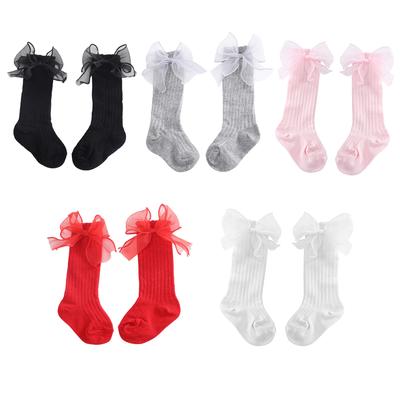Chaussettes de bébé Chaussettes pour enfants Mignon Dentelle Nœud Mi-tube Chaussettes pour enfants 0-3 ans