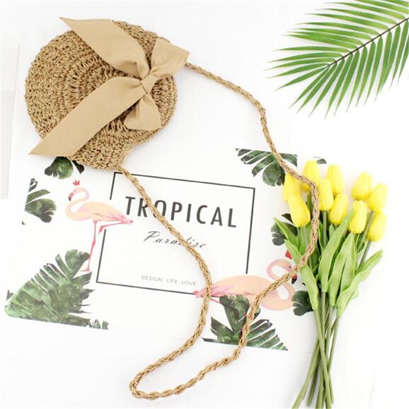 Sommer Stroh Strandtasche Schleife Damen Umhängetaschen Runde Taschen mit Schleife