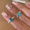 Trendy Luxurious Blue Zirconia Adjustable Ring For Women Fashionable Wear