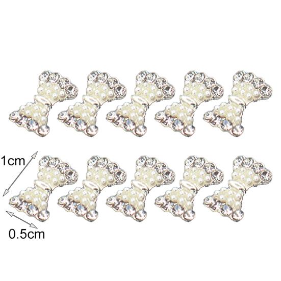 10Pcs 3D Glitters Rhinestone Alloy Bowknot DIY Decal Nail Art Tips Stickers