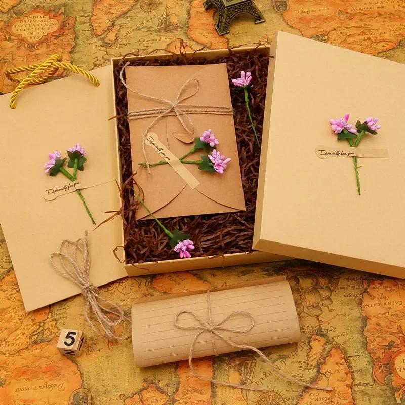 Uitnodigingsenvelop Cadeaubox Souvenir Retro Envelop Romantische Bloemen Decoratie Kantoorartikel Kaart Briefpapier Verpakking Houder
