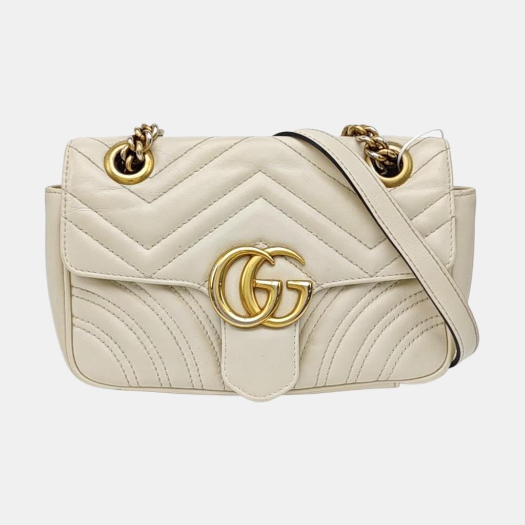 [Gebraucht] GG Marmont Doppel G Logo Nieten Federverschluss Klappe V Gestepptes Leder Mini-Schultertasche - Gut #15RGI17