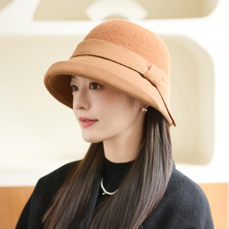 Autumn and winter new woolen millinery trendy fashion warm top hat niche bucket hat