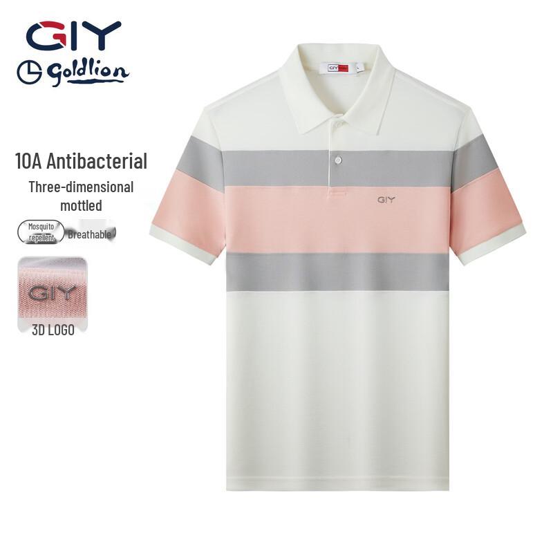 Goldlion Men s Striped Breathable Polo T-Shirt XL