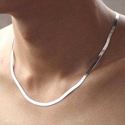 Collar de plata de ley 925, cadena de serpiente de 4mm, cadena de hoja de joyería de plata de ley para parejas de hombres y mujeres