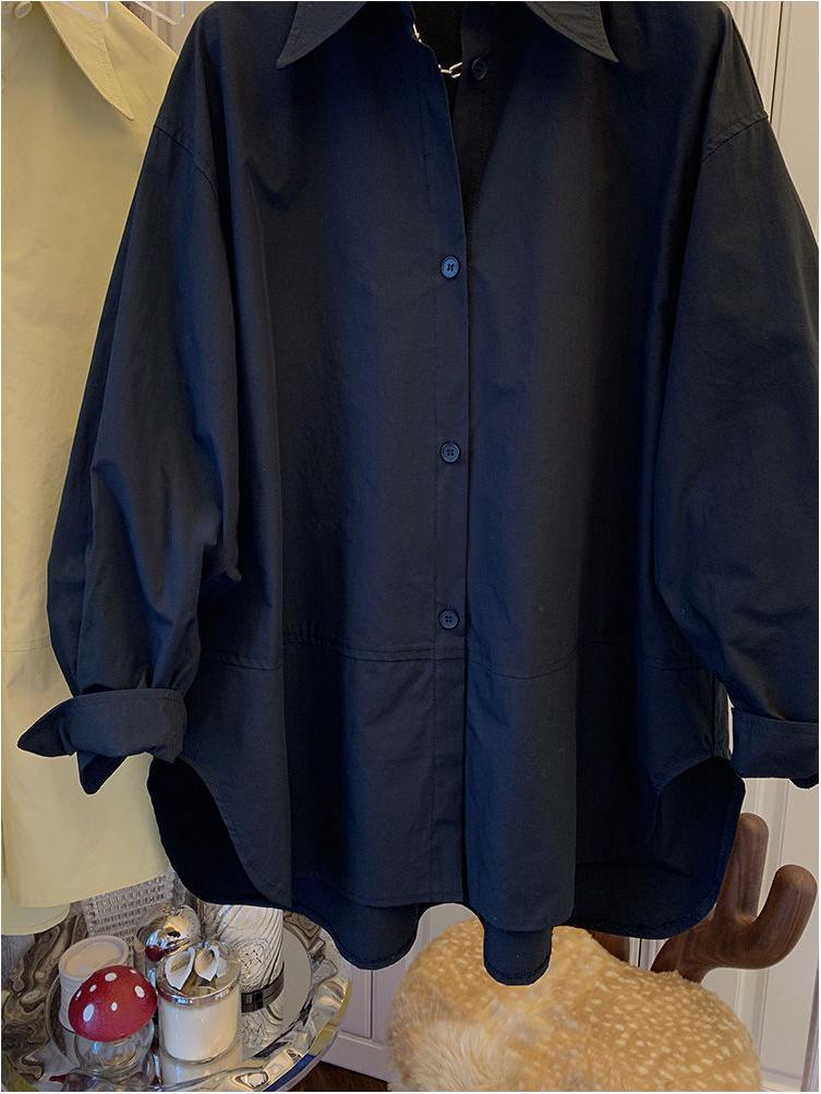 Women's Autumn Long Sleeve Loose Fit Pointed Collar Shirt Top