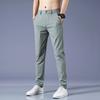 Summer popular casual ice silk nylon trousers men's summer thin slim straight casual trousers men's trendy all-match