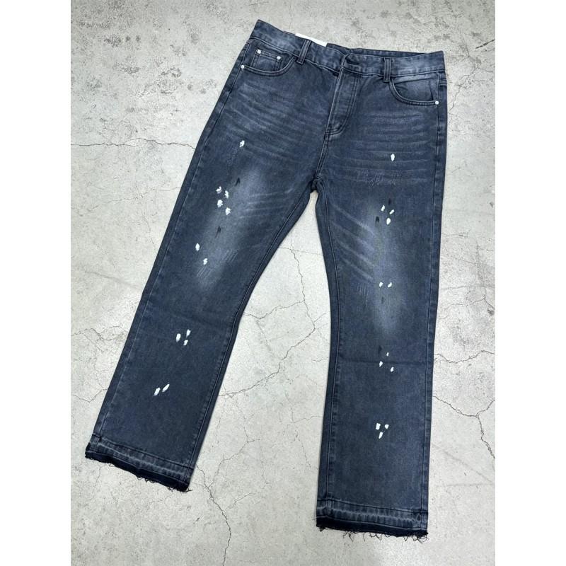 TK Fall American Vintage Textured Washed Blue Relaxed Flared Straight Jeans Teens