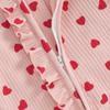 Infant Girl Valentine's Day Jumpsuit with Bow Headband Long Sleeve Ruffled Heart Print Zip Up Romper