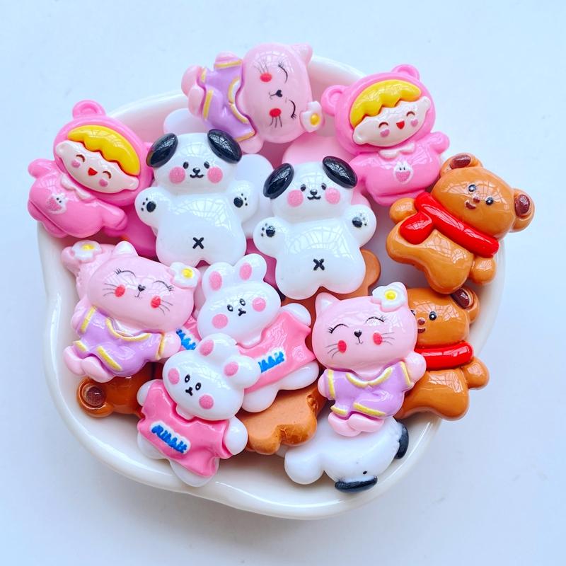 

10Pcs New Cute Mini Rabbit, Dog, Bear, Cat Flat Back Resin Scrapbooking DIY Jewelry Craft Decoration Accessorie