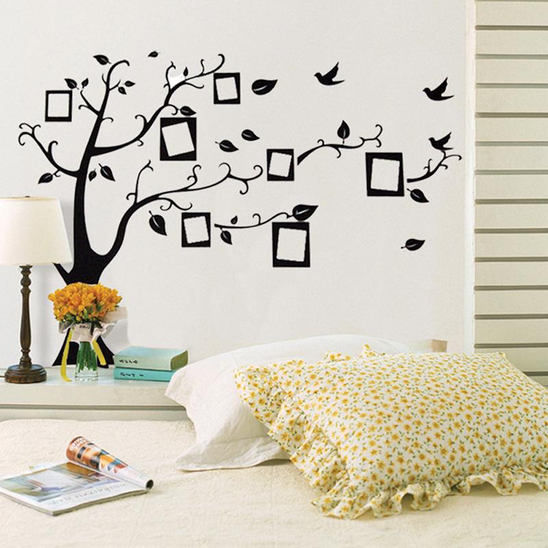 Albero Foto 3D Fai da Te Uccello Decalcomania Murale in PVC Adesivo Famiglia Murale Arte Decorazione Casa