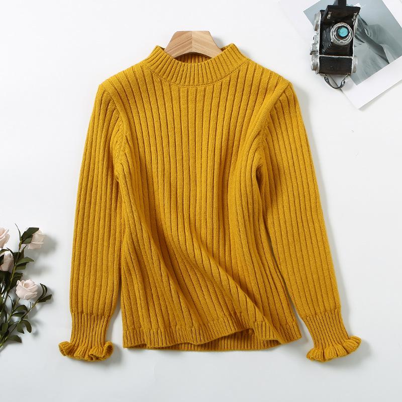 Dětský svetr pletený z jádrové příze v korejském stylu s vysokým límcem - podzimní/zimní pulovr pro střední a velké děti
