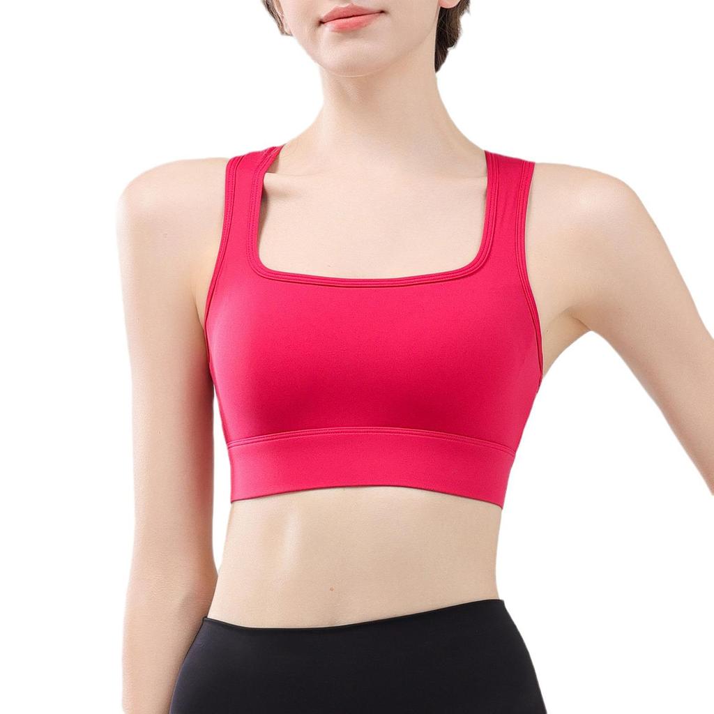 U-Neck Gathered Women's Sports Bra – Shockproof, Anti-Sagging Yoga Vest for Fitness and Running