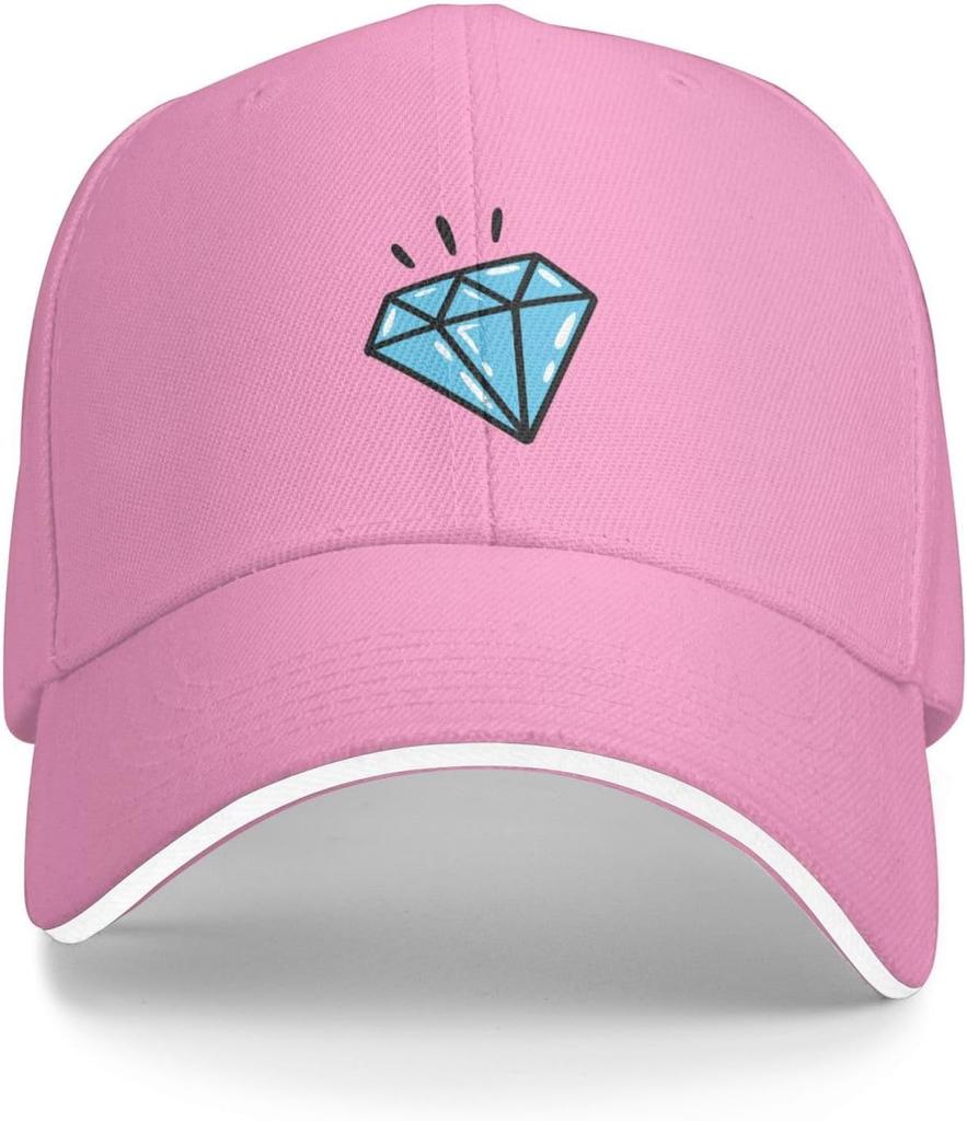 Diamond Print Baseball Cap Polyester Casual Adjustable Sandwich Brim Hat for Adult Unisex