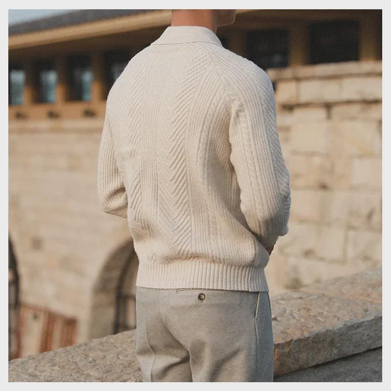 Men's Casual Lapel Polo: Thick, Warm, and Fashionable Slim Fit Autumn/Winter Sweater