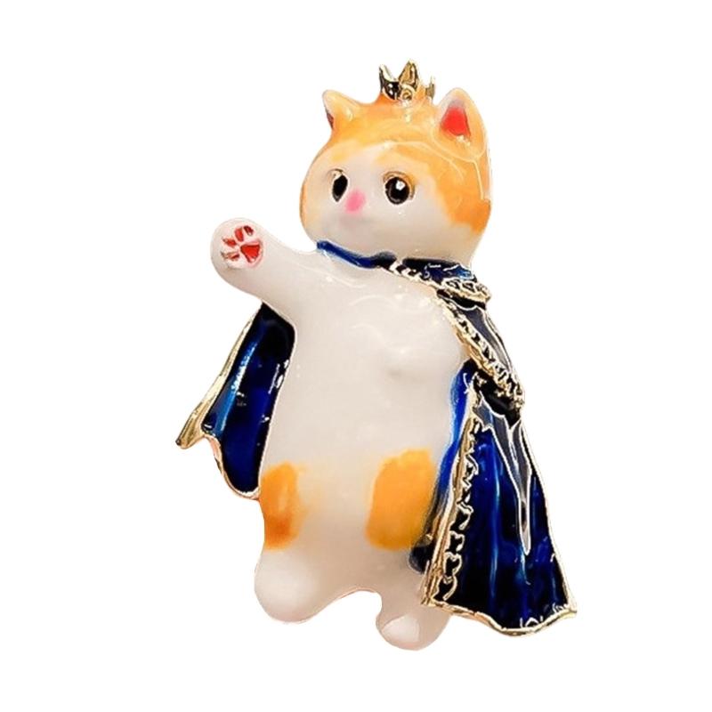 

Кошки Брошь в форме короля Мультяшное животное Эмалевый значок для рюкзаков Куртки Шляпы Стильное украшение для женской одежды 1 жёлтый