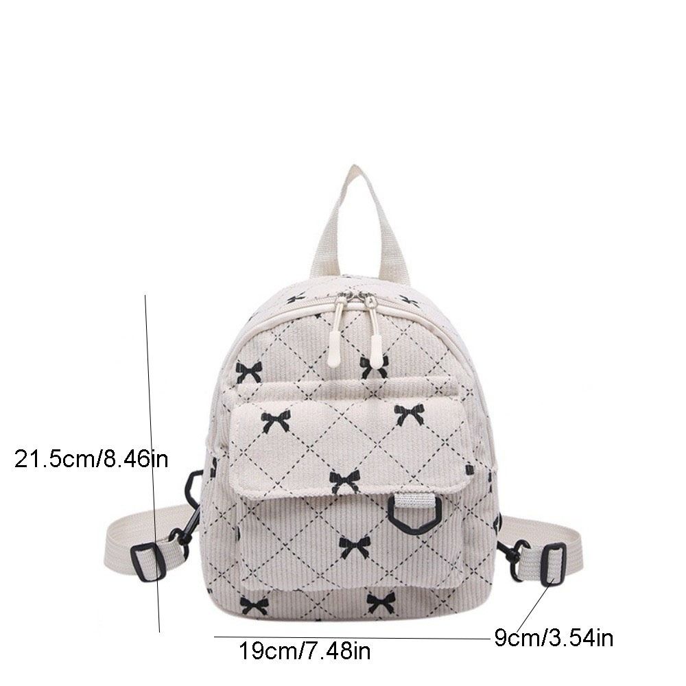 Lightweight Shoulder Bag Corduroy Bow Rucksack Cute Student School Bag Women