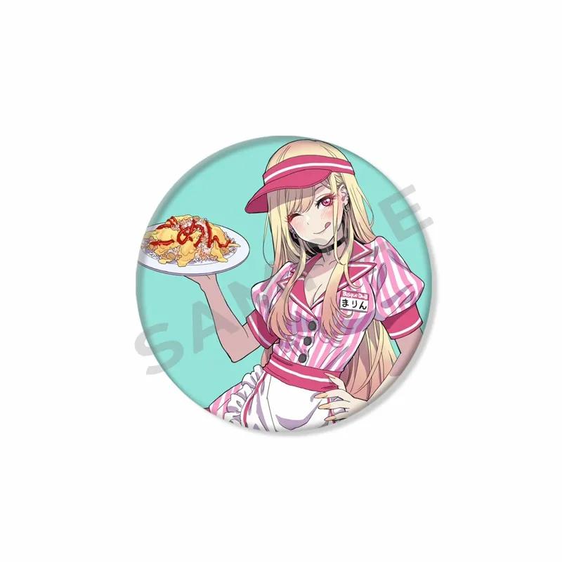 My Dress-Up Darling Anime Brooch Pin Kawaii Cartoon Figure Marin Kitagawa Badge Bag Hat Accessories Animation Peripheral Gifts