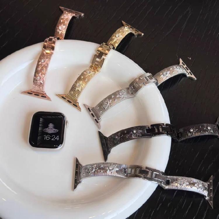 Quick Change Metal Watch Straps with Crystal Detailing for 38/40/41/42/44/45/49mm Multiple Device Size